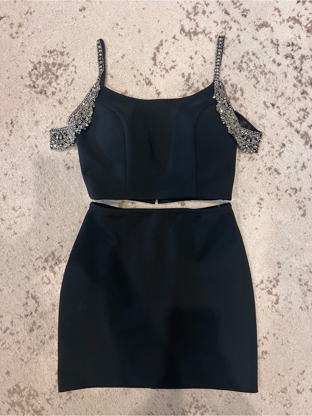 Embellished Black Two-Piece Dress